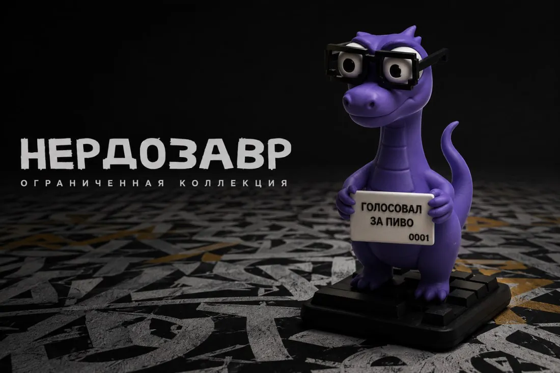 Постер лимитированной коллекции нердозавров с уникальными табличками